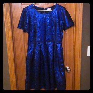 Lularoe Elegant Amelia Dress- Metallic Blue